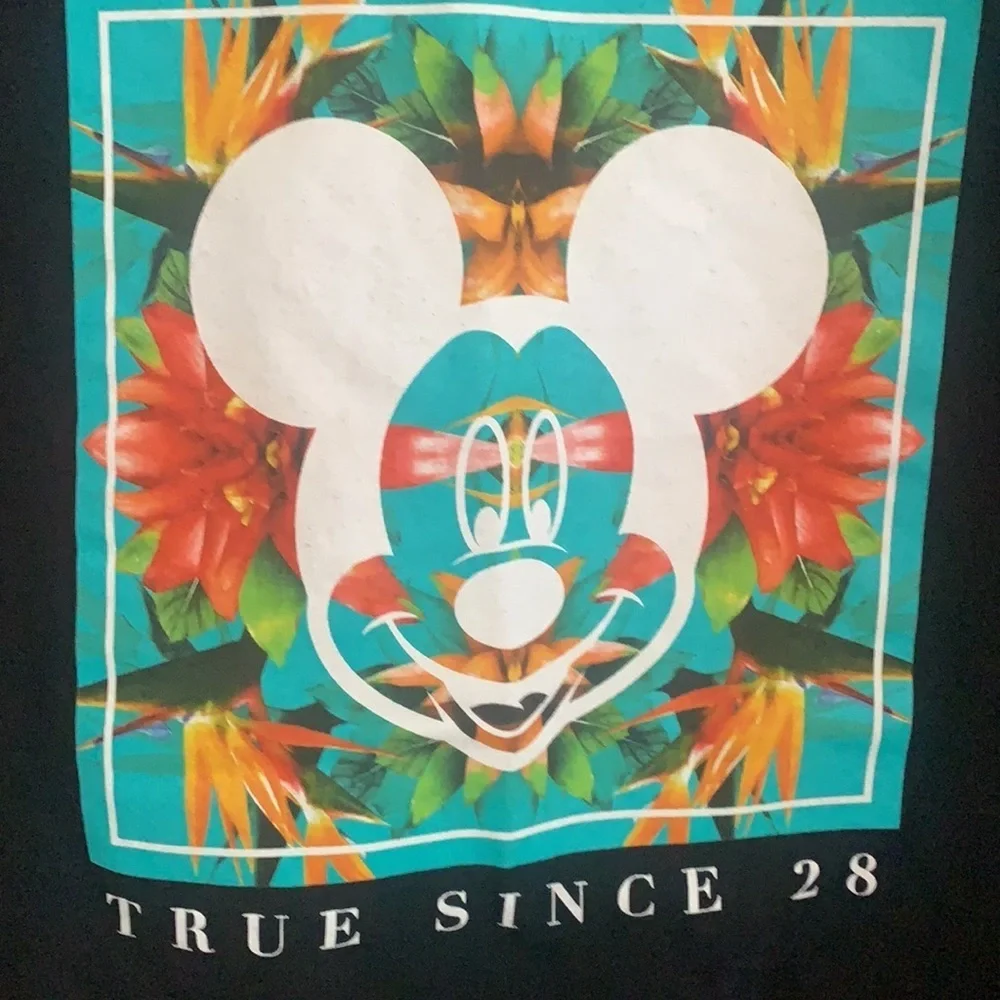 Neff by Disney Black Floral Mickey Mouse T-shirt - Picture 2 of 4